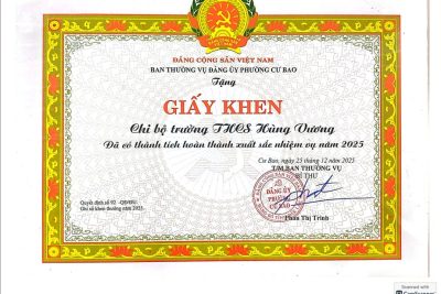 BÁO CÁO TÓM TẮT THÀNH TÍCH CỦA CHI BỘ, NHÀ TRƯỜNG VÀ CÁC TỔ CHỨC ĐOÀN THỂ TRƯỜNG THCS HÙNG VƯƠNG – NĂM HỌC 2024–2025