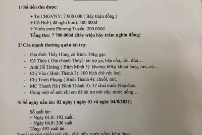 HÌNH ẢNH NẤU CƠM THIỆN NGUYỆN CHO KHU CÁCH LI Y TẾ XÃ BÌNH THUẬN (ngày 01 và 04/8/2021)